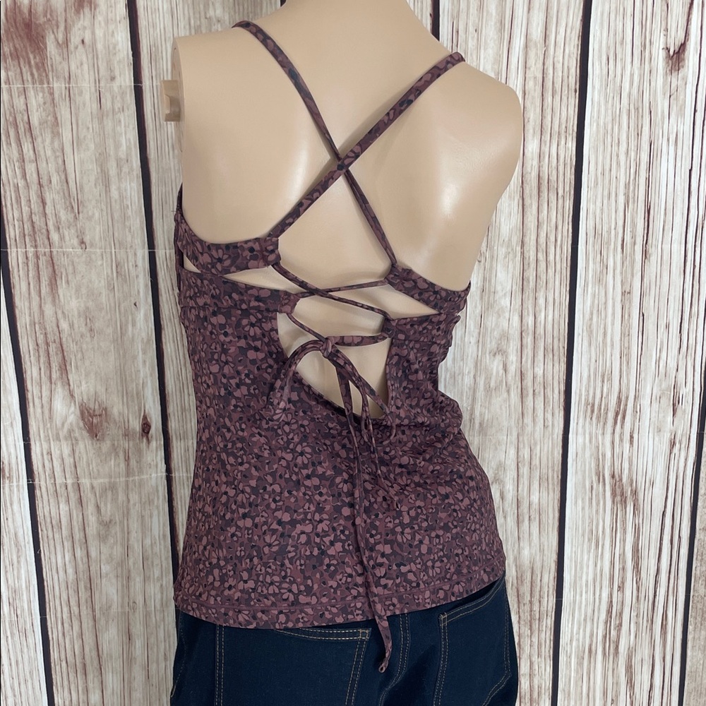 Athleta Women's Triangle Tankini - Dark Black & Maroon Print Size Medium - Picture 4 of 6